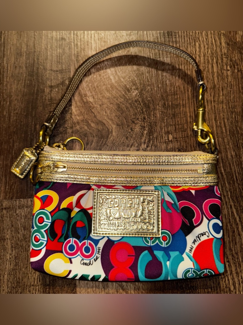 Coach Rare Vintage Y2K Poppy Grafitti Glam Signature Mini Shoulder Bag EUC
